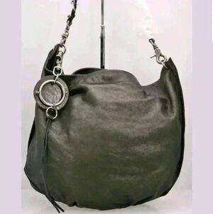 David Galan Brown Leather Hobo Shoulder Bag